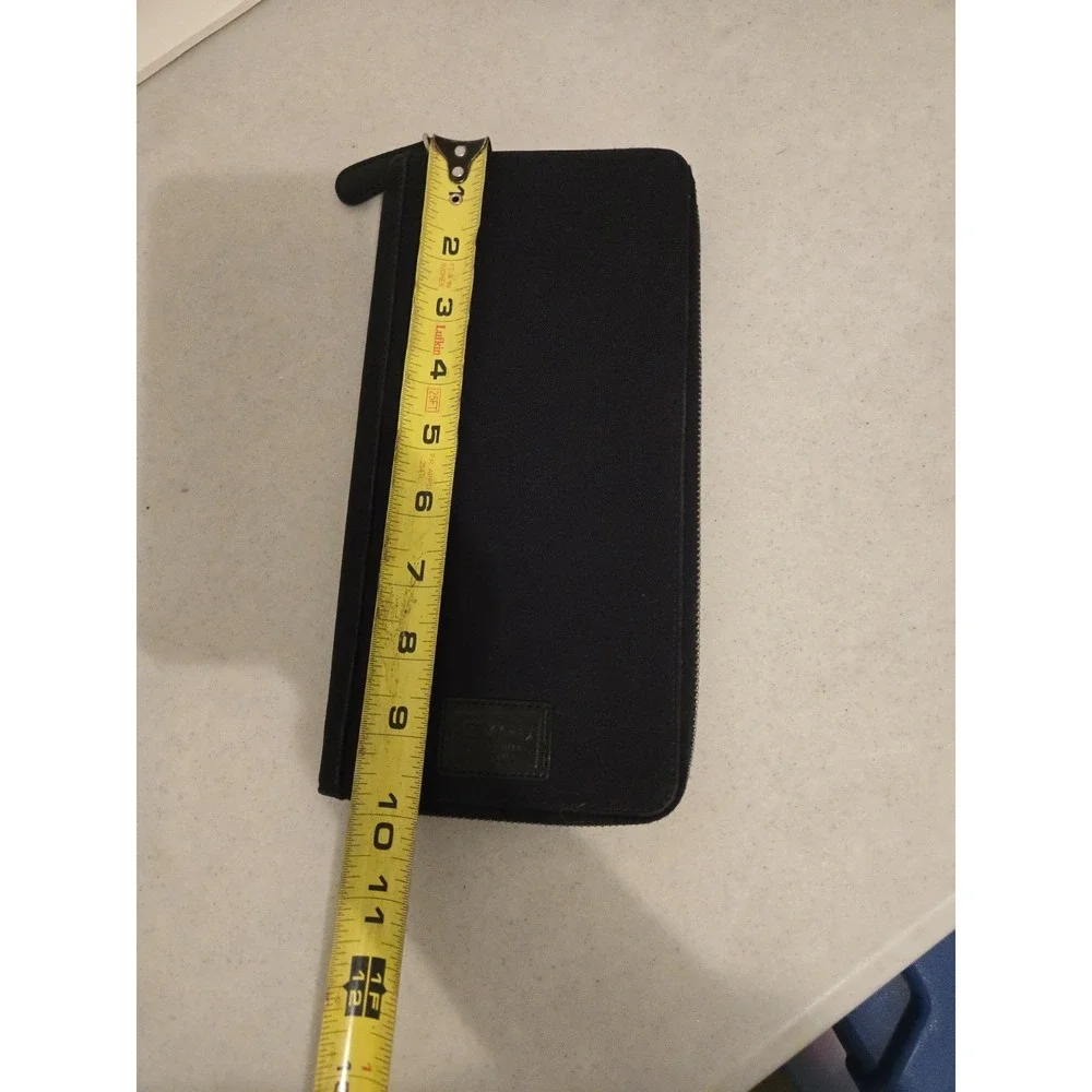 COACH Black Slim Business Card Holder Full Zip Organizer leather interior. In...